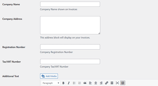 Add company details Add company details