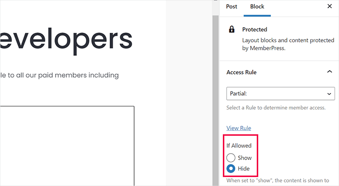 Masquer le contenu protégé