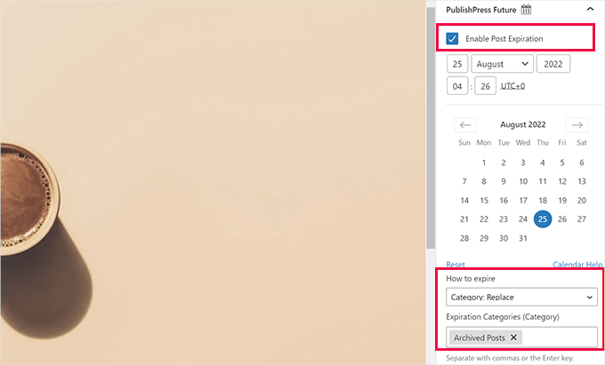 Définir l'expiration des articles