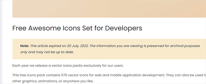 Exemple d'article expiré