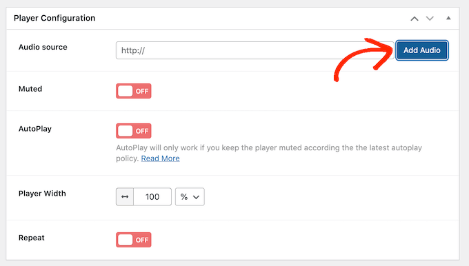 Aggiungere un file audio al lettore HTML5