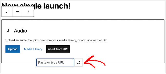 Incolla un file audio usando un URL