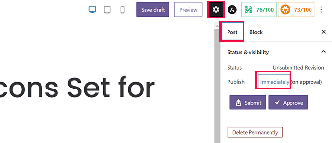 Paramètres de publication