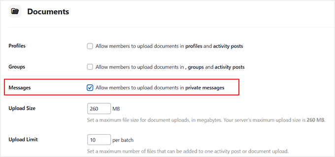 Zezwól użytkownikom na przesyłanie dokumentów w prywatnych wiadomościach w BuddyBoss