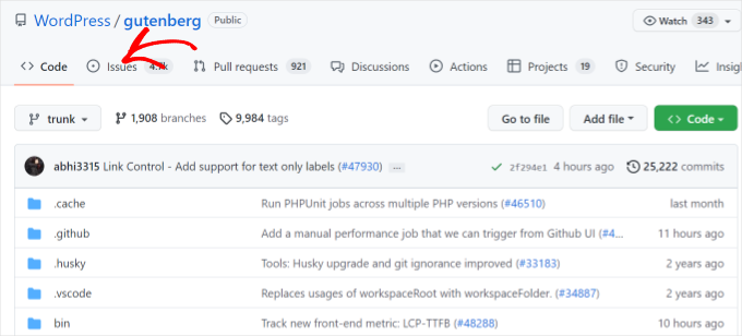 Haz clic en la pestaña de incidencias