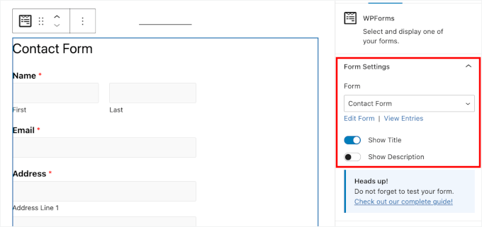 Configuring the form settings in content editor Configuring the form settings in content editor