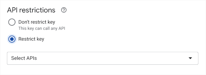 googlecloud-api-credentials-apirestrictions-restrictkey Restricting the API key