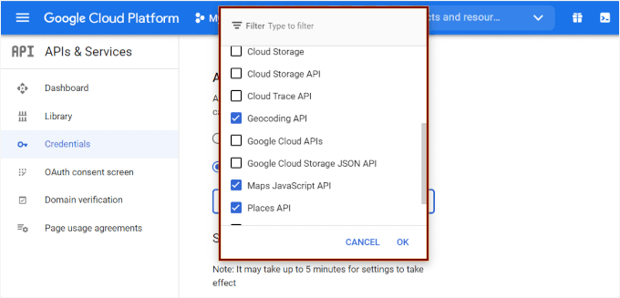 Selecting APIs to restrict the new API Selecting APIs to restrict the new API