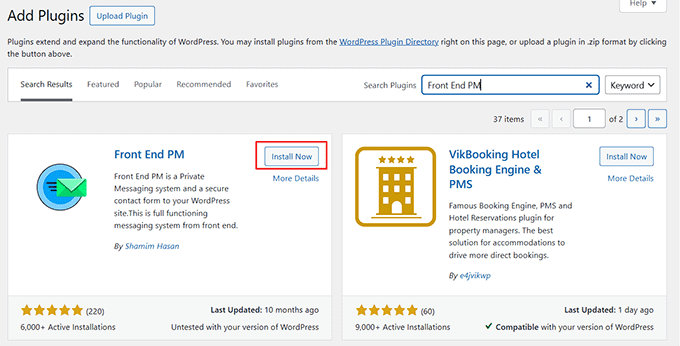 Zainstaluj i aktywuj wtyczkę Front End PM
