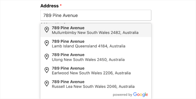 Form with an address autocomplete Form with an address autocomplete