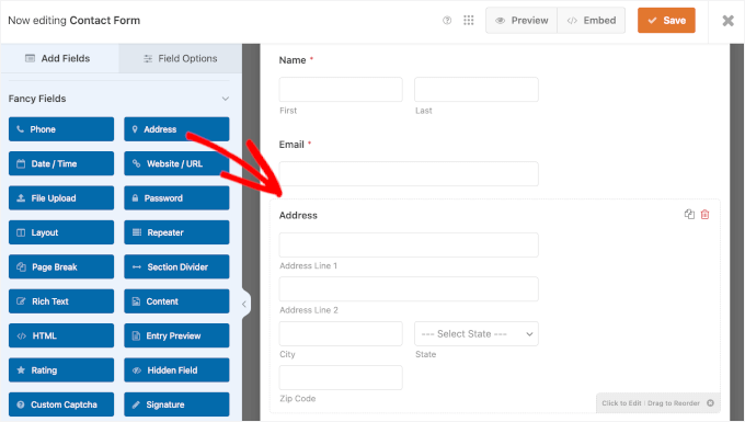 Adding the Address field Adding the Address field