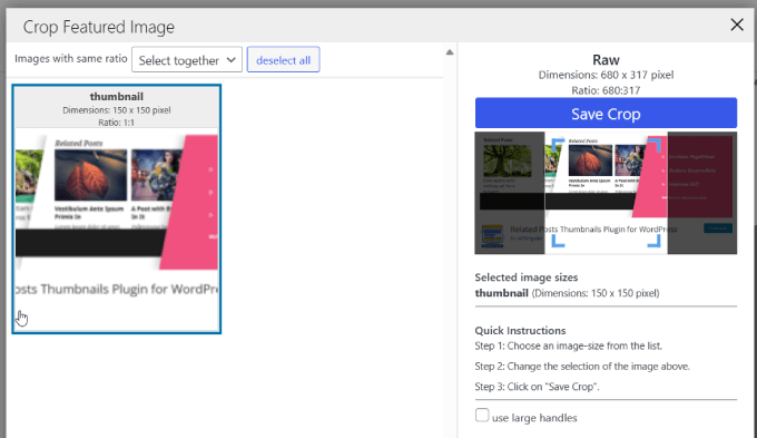 Editor per ritagliare immagini in evidenza