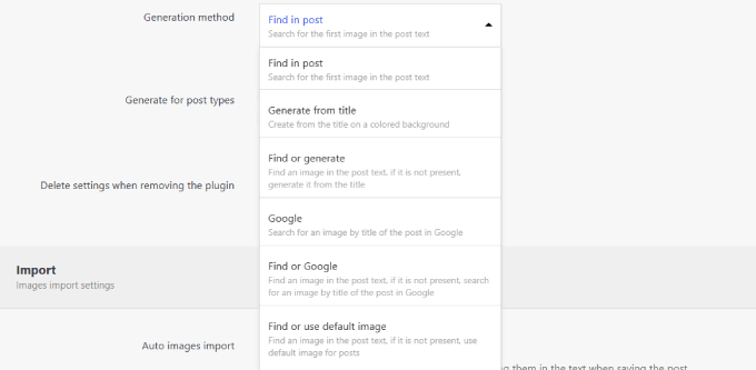 Genera immagini in evidenza