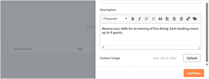 Add description and feature image for service in Sugar Calendar Bookings Add description and feature image for service in Sugar Calendar Bookings
