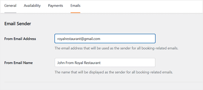 Add From email address and name in Sugar Calendar Bookings Add From email address and name in Sugar Calendar Bookings