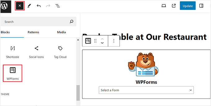 Add the reservation form to a page Add the reservation form to a page