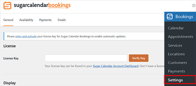 Add Sugar Calendar Bookings license key Add Sugar Calendar Bookings license key