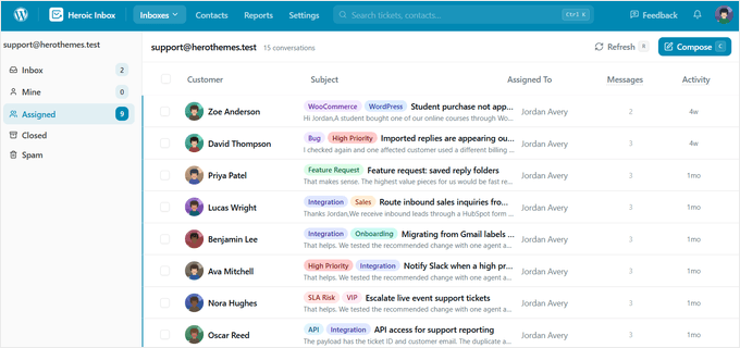Attribuer des e-mails aux utilisateurs avec Heroic Inbox