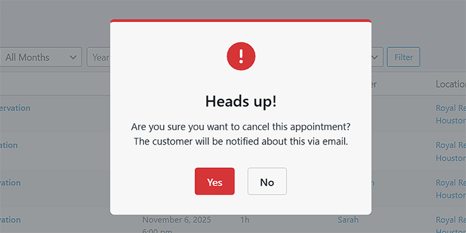 Cancel reservation in Sugar Calendar Bookings Cancel reservation in Sugar Calendar Bookings