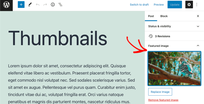 Click on the Featured Image While Editing the Post