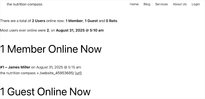 Real-time user count on a live site Real-time user count on a live site
