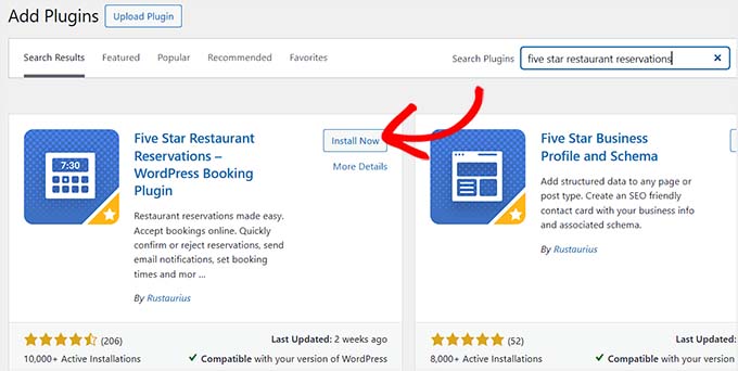 Install Five Star Restaurant Reservations plugin Install Five Star Restaurant Reservations plugin