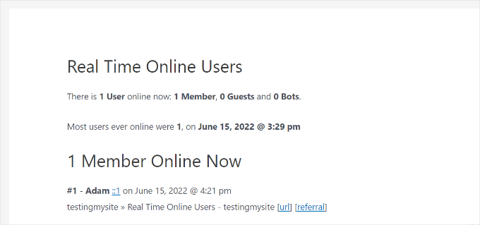 View real-time user in front end View real-time user in front end