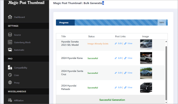 generazione miniatura magica del post