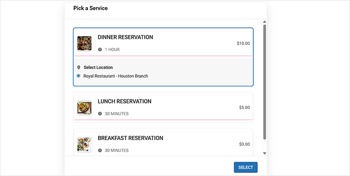 Preview of choosing a restaurant service Preview of choosing a restaurant service