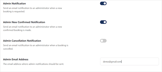 Toggle switches to receive notifications for different user activities in Five Star Restaurant Reservations Toggle switches to receive notifications for different user activities in Five Star Restaurant Reservations