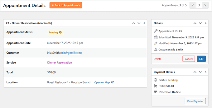 View reservation details in Sugar Calendar Bookings View reservation details in Sugar Calendar Bookings