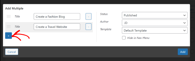 Mehrere Websites gleichzeitig hinzufügen