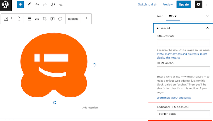 Blok düzenleyicideki Ek CSS alanı