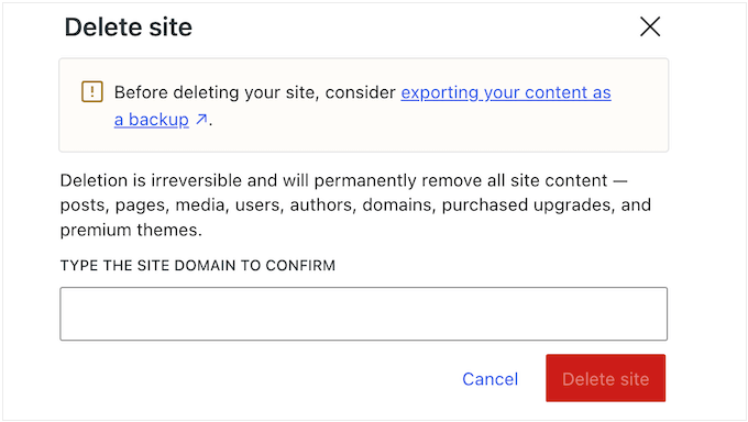 How to go ahead and confirm your website's deletion How to go ahead and confirm your website's deletion