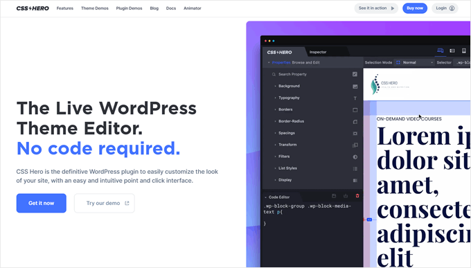 CSS Hero のランディングページ
