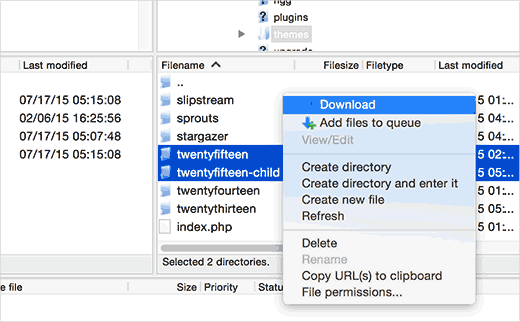 Descargar tus temas padre e hijo