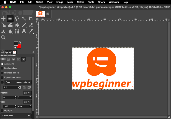 GIMP düzenleyicisindeki yeni görüntü sürümü