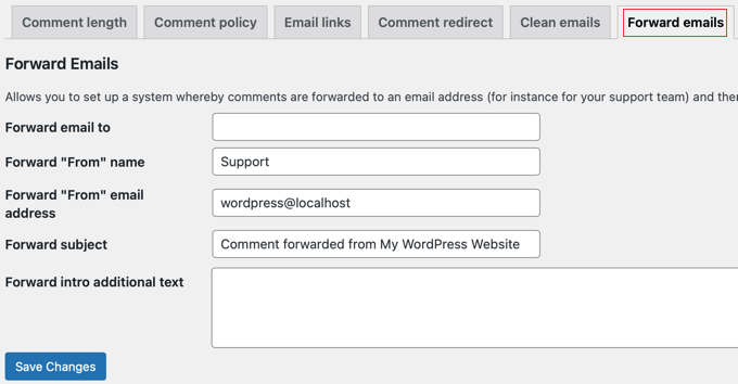 Comment Hacks - Inoltra email