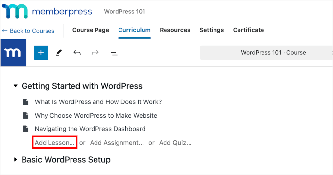 Add lessons for the course Add lessons for the course
