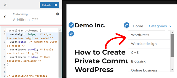 Adding a scrollbar to a menu in WordPress theme customizer Adding a scrollbar to a menu in WordPress theme customizer