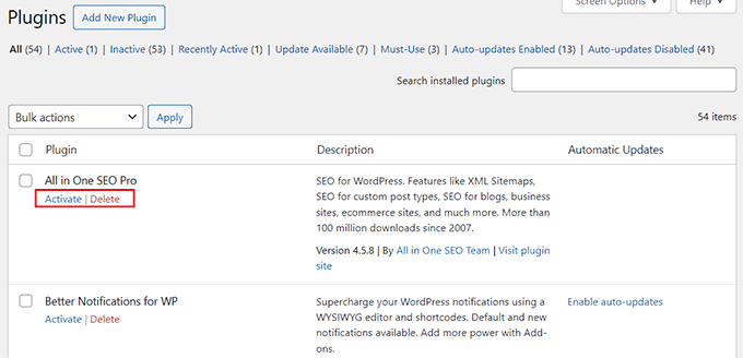 Activate plugins Activate plugins