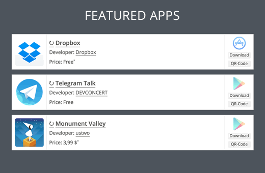 Visa mobilappar i WordPress med vackra banners Visa mobilappar i WordPress med vackra banners