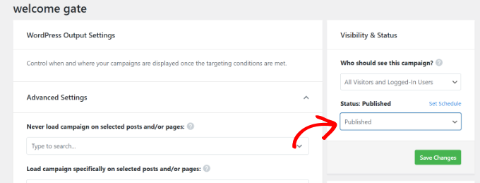 Change the output settings to publish Change the output settings to publish