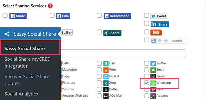 Controlla l'opzione di condivisione WhatsApp