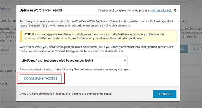 Click the Download .htaccess button Click the Download .htaccess button