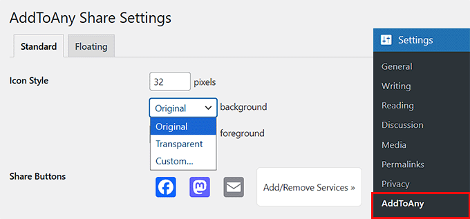 Konfigurera ikonstil Konfigurera ikonstil