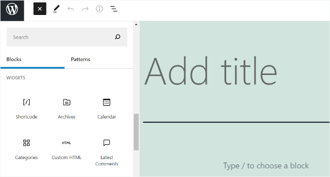 Einen Shortcode-Block hinzufügen