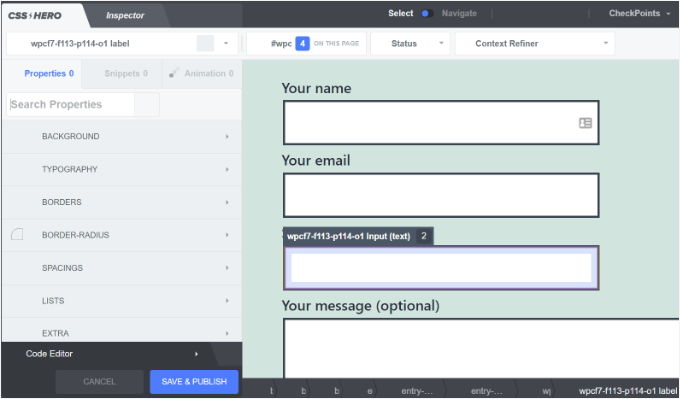 CSS-Helfer-Oberfläche