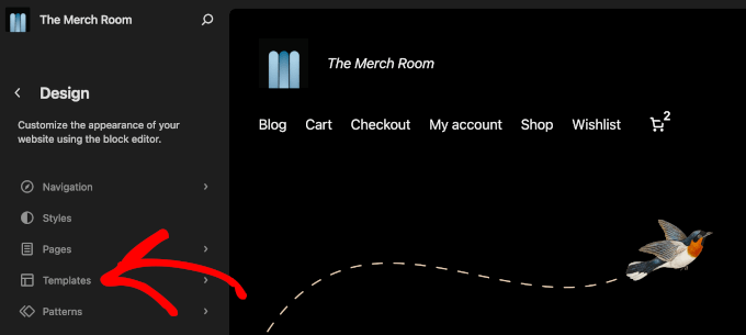 Accessing template settings in FSE Accessing template settings in FSE