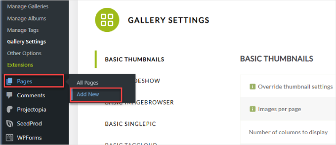 Adicionar nova página Adicionar nova página